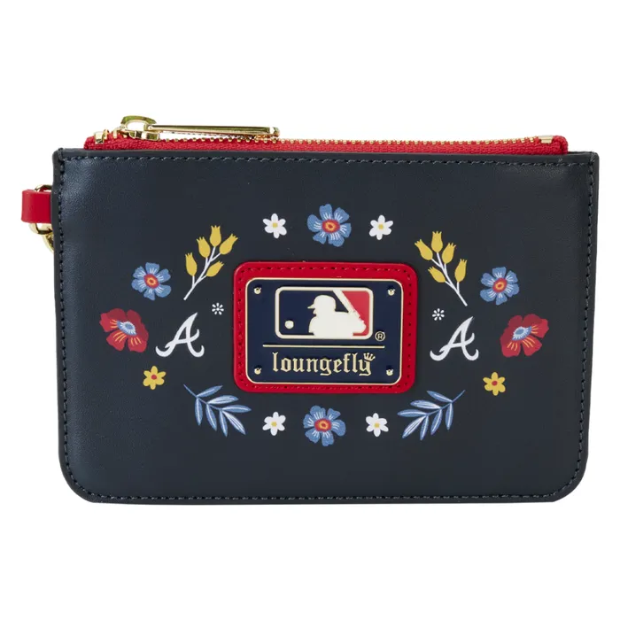 MLB Atlanta Braves Floral Card Holder Wristlet Clutch Unisex Loungefly Bags and Wallets MLB Atlanta Braves Floral Card Holder Wristlet Clutch Unisex Loungefly Bags and Wallets
