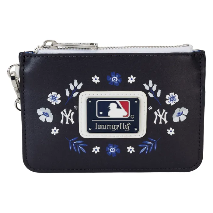 MLB New York Yankees Floral Card Holder Wristlet Clutch Unisex Loungefly Bags and Wallets MLB New York Yankees Floral Card Holder Wristlet Clutch Unisex Loungefly Bags and Wallets