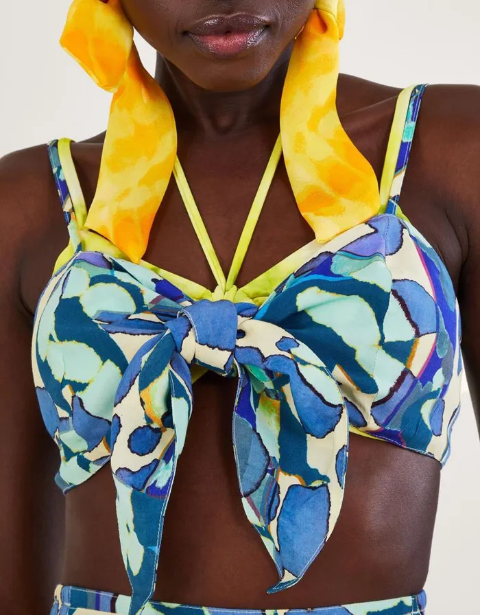 Monsoon Abstract Print Crop Top Blue Women Tops and Blouses Monsoon Abstract Print Crop Top Blue Women Tops and Blouses