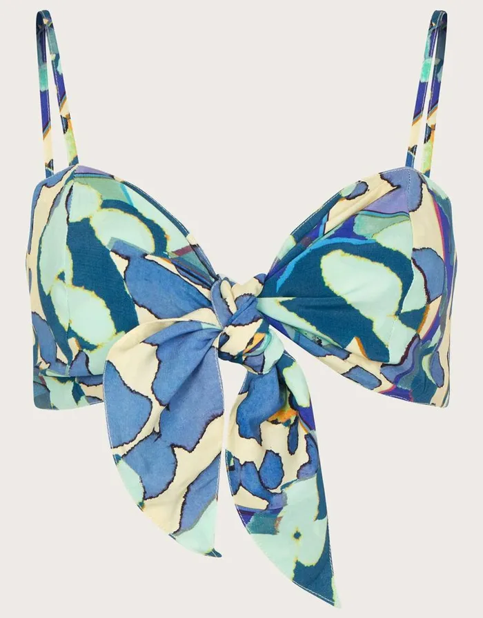 Monsoon Abstract Print Crop Top Blue Women Tops and Blouses Monsoon Abstract Print Crop Top Blue Women Tops and Blouses