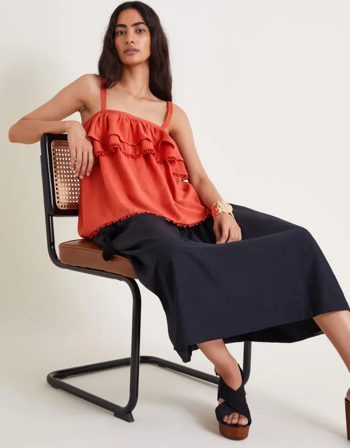Monsoon Aesha Frill Cami Top Orange Women Tops and Blouses Monsoon Aesha Frill Cami Top Orange Women Tops and Blouses