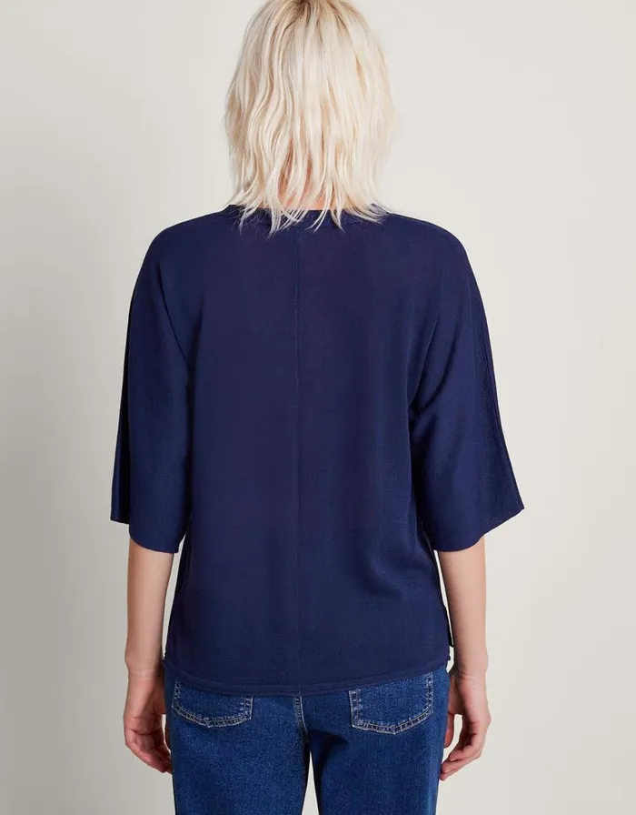 Monsoon Bea Button Cardigan Blue Women Knitwear