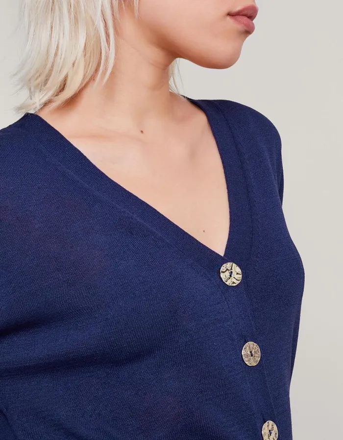 Monsoon Bea Button Cardigan Blue Women Knitwear