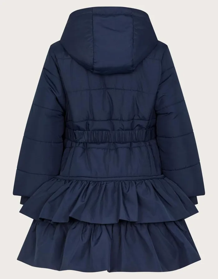 Monsoon Belted Ruffle Coat Blue Children Coats and Jackets Monsoon Belted Ruffle Coat Blue Children Coats and Jackets