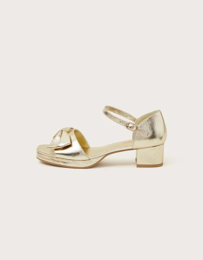 Monsoon Bow Platform Sandals Gold Children Partywear Monsoon Bow Platform Sandals Gold Children Partywear