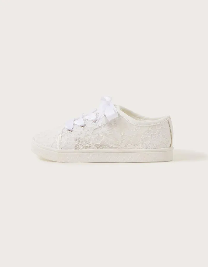 Monsoon Bridal Lace Trainers Ivory Children Girls039 Shoes and Sandals Monsoon Bridal Lace Trainers Ivory Children Girls039 Shoes and Sandals