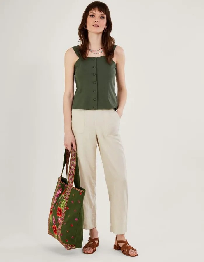 Monsoon ButtonThrough Cami Top Green Women Tops and Blouses Monsoon ButtonThrough Cami Top Green Women Tops and Blouses