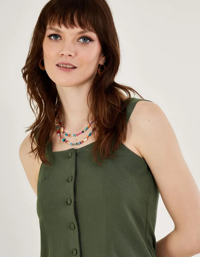 Monsoon ButtonThrough Cami Top Green Women Tops and Blouses Monsoon ButtonThrough Cami Top Green Women Tops and Blouses