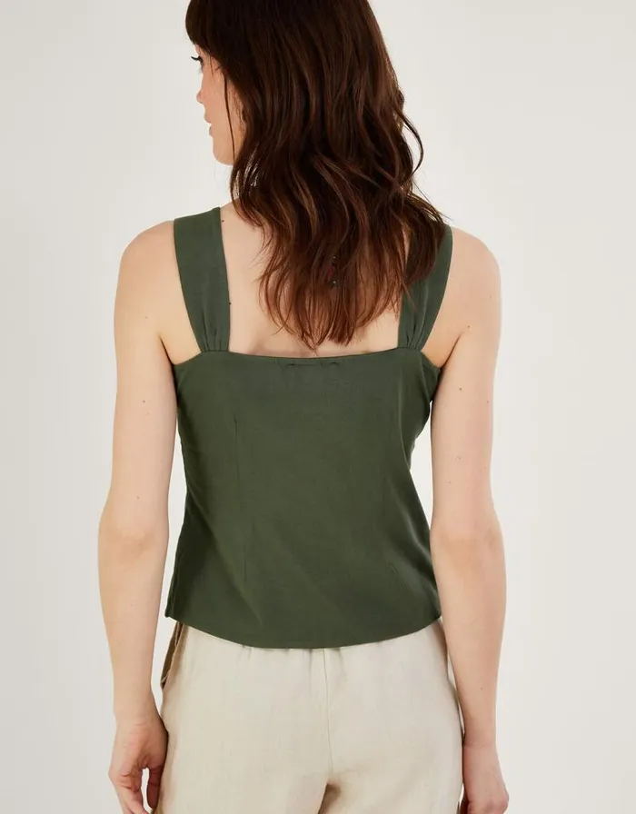 Monsoon ButtonThrough Cami Top Green Women Tops and Blouses Monsoon ButtonThrough Cami Top Green Women Tops and Blouses