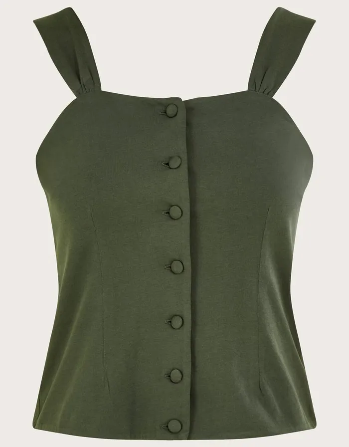 Monsoon ButtonThrough Cami Top Green Women Tops and Blouses Monsoon ButtonThrough Cami Top Green Women Tops and Blouses