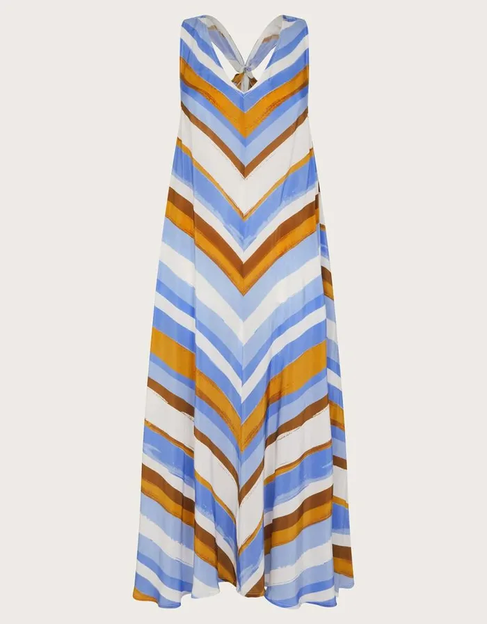 Monsoon Byrdie Stripe Dress Blue Women Midi Dresses Monsoon Byrdie Stripe Dress Blue Women Midi Dresses
