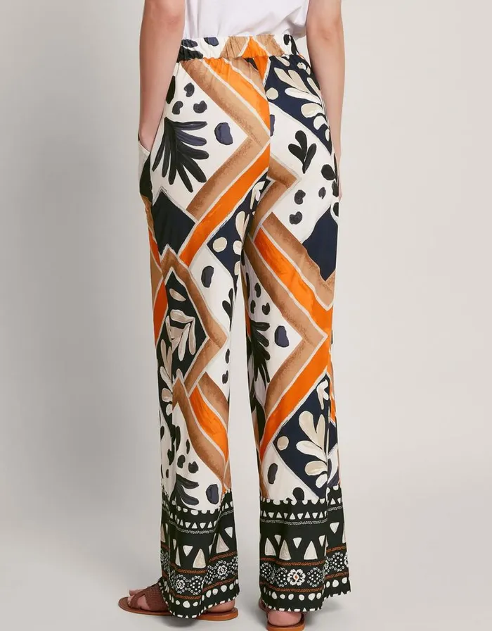 Monsoon Cadenza Print Jersey Trousers Black Women Casualwear