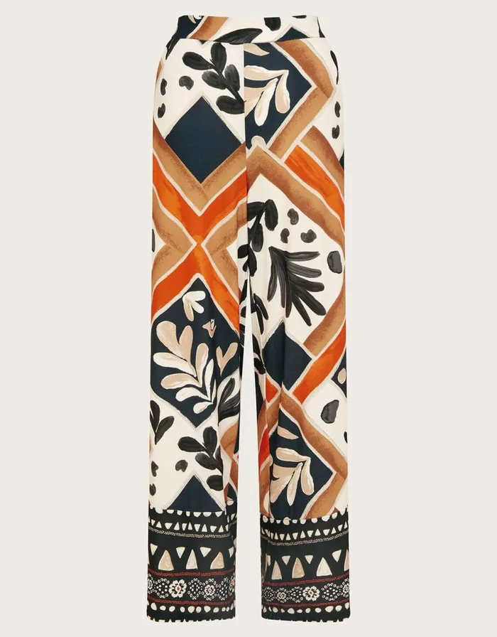 Monsoon Cadenza Print Jersey Trousers Black Women Casualwear