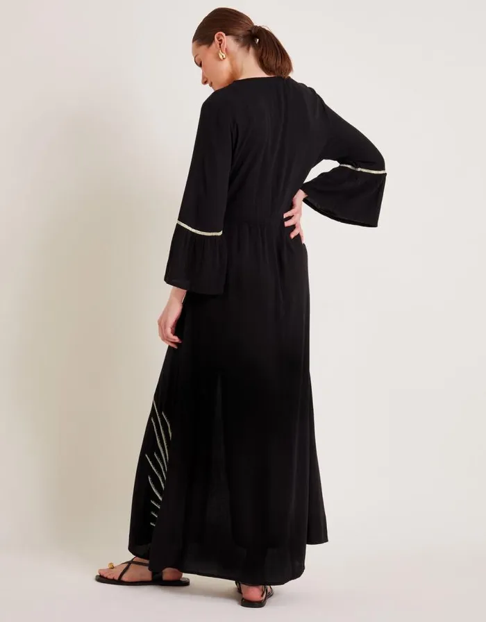 Monsoon Cali Embroidered Leaf Kaftan Dress Black Women Beachwear and Swimwear Monsoon Cali Embroidered Leaf Kaftan Dress Black Women Beachwear and Swimwear