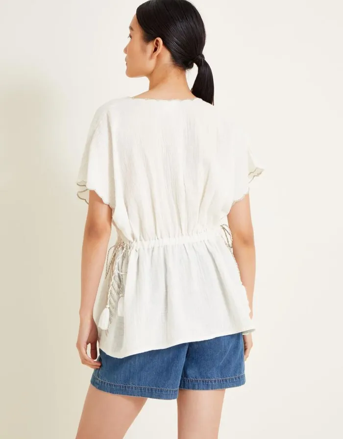 Monsoon Cali Embroidered Leaf Top Ivory Women Tops and Blouses Monsoon Cali Embroidered Leaf Top Ivory Women Tops and Blouses
