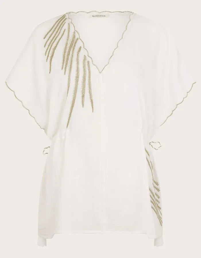 Monsoon Cali Embroidered Leaf Top Ivory Women Tops and Blouses Monsoon Cali Embroidered Leaf Top Ivory Women Tops and Blouses