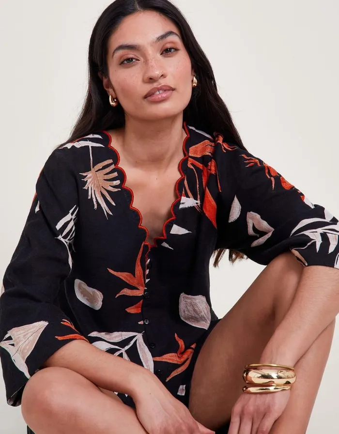 Monsoon Carlotta Print Top Black Women Tops and Blouses Monsoon Carlotta Print Top Black Women Tops and Blouses