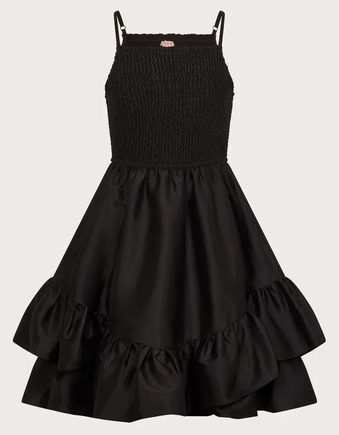 Monsoon Clariska Smocked Taffeta Prom Dress Black Children Dresses