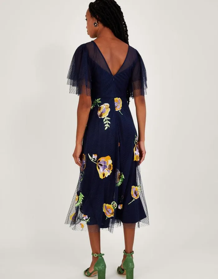 Monsoon Claudia Embellished Midi Dress Blue Women Occasionwear Monsoon Claudia Embellished Midi Dress Blue Women Occasionwear
