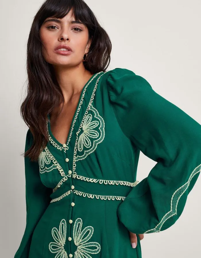 Monsoon Clio Embroidered Dress Green Women Day Dresses Monsoon Clio Embroidered Dress Green Women Day Dresses