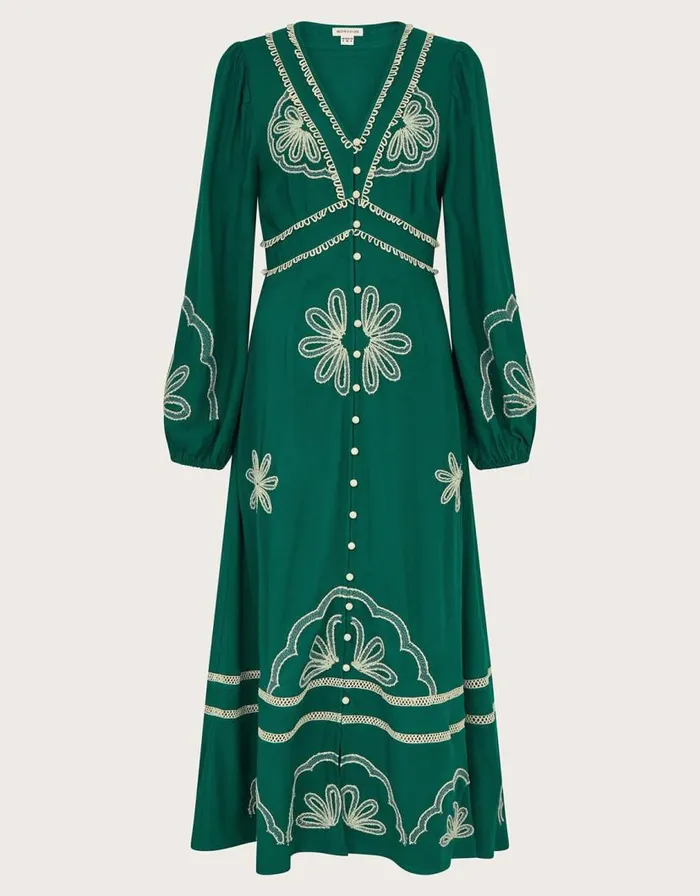 Monsoon Clio Embroidered Dress Green Women Day Dresses Monsoon Clio Embroidered Dress Green Women Day Dresses