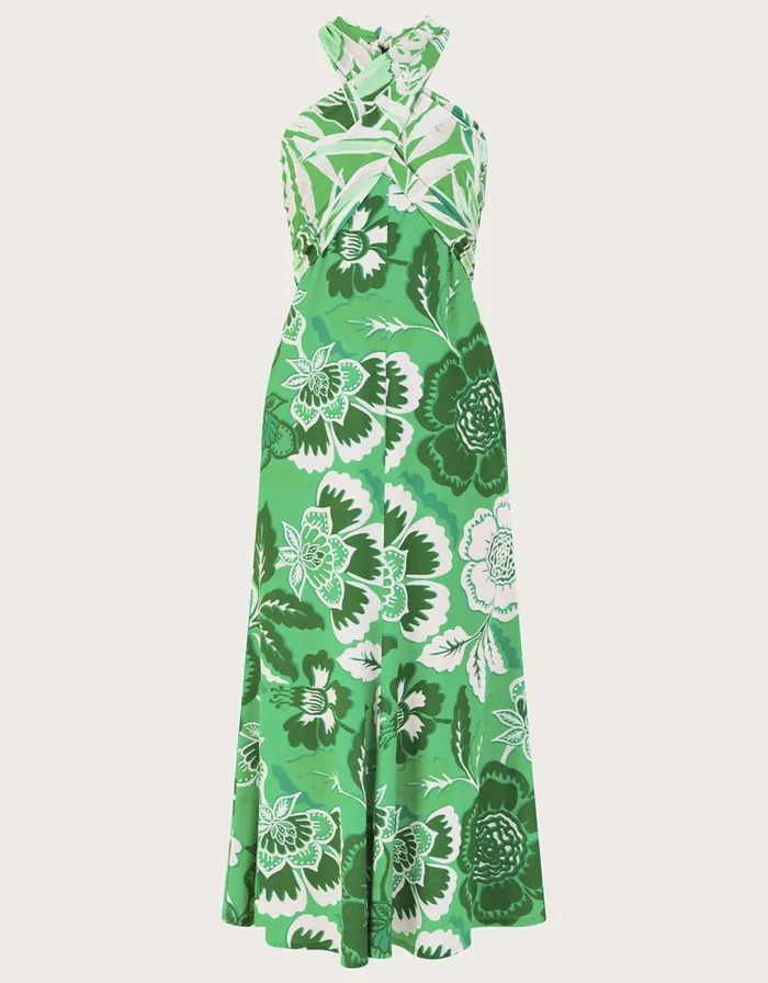 Monsoon Clo Botanical Print Crossover Maxi Dress Green Women Occasionwear Monsoon Clo Botanical Print Crossover Maxi Dress Green Women Occasionwear