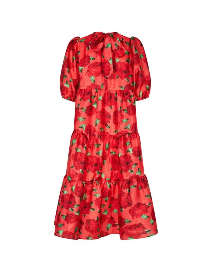 Monsoon Crs Floral Tiered Dress Red Women Occasion Dresses Monsoon Crs Floral Tiered Dress Red Women Occasion Dresses