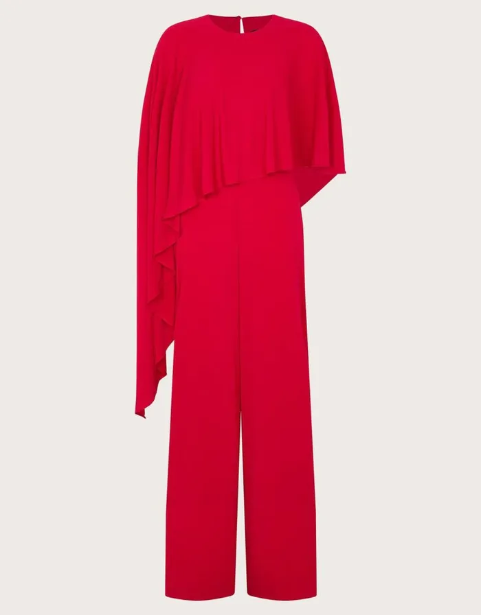 Monsoon Delia Drape Jumpsuit Red Women Jumpsuits Monsoon Delia Drape Jumpsuit Red Women Jumpsuits