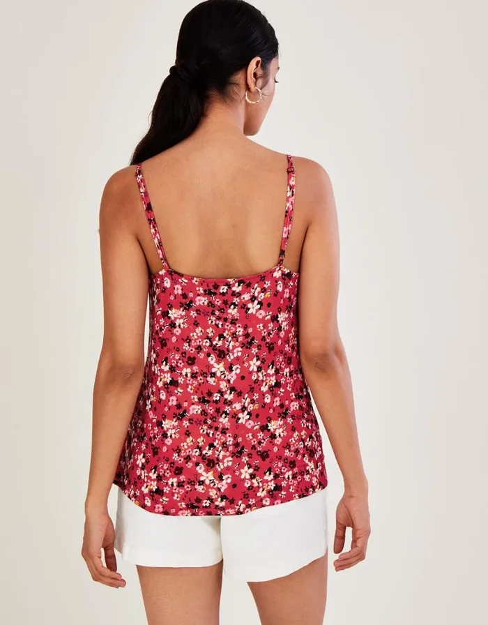 Monsoon Ditsy Cami Jersey Top Red Women Tops and Blouses Monsoon Ditsy Cami Jersey Top Red Women Tops and Blouses
