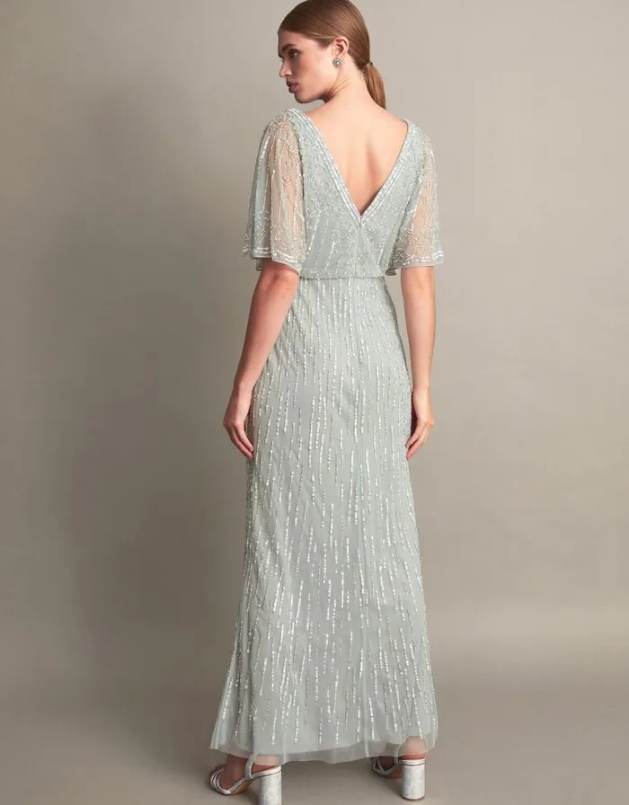 Monsoon Elizabeth Embellished Maxi Dress Green Women Occasionwear Monsoon Elizabeth Embellished Maxi Dress Green Women Occasionwear