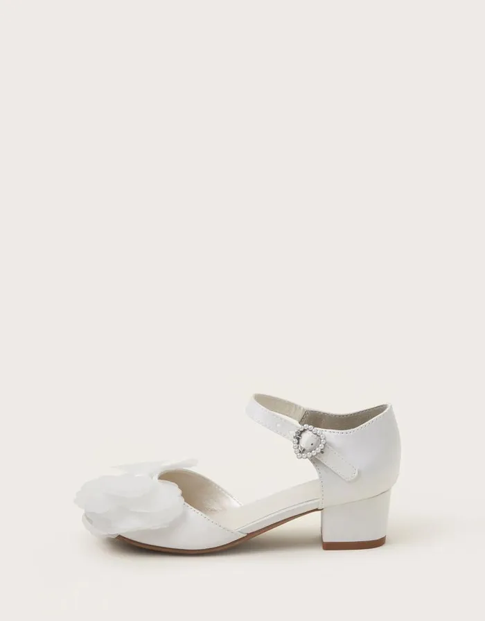 Monsoon Embellished Pearly Buckle Heels Ivory Children Partywear
