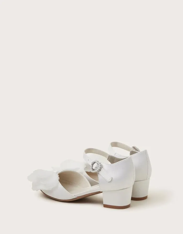 Monsoon Embellished Pearly Buckle Heels Ivory Children Partywear