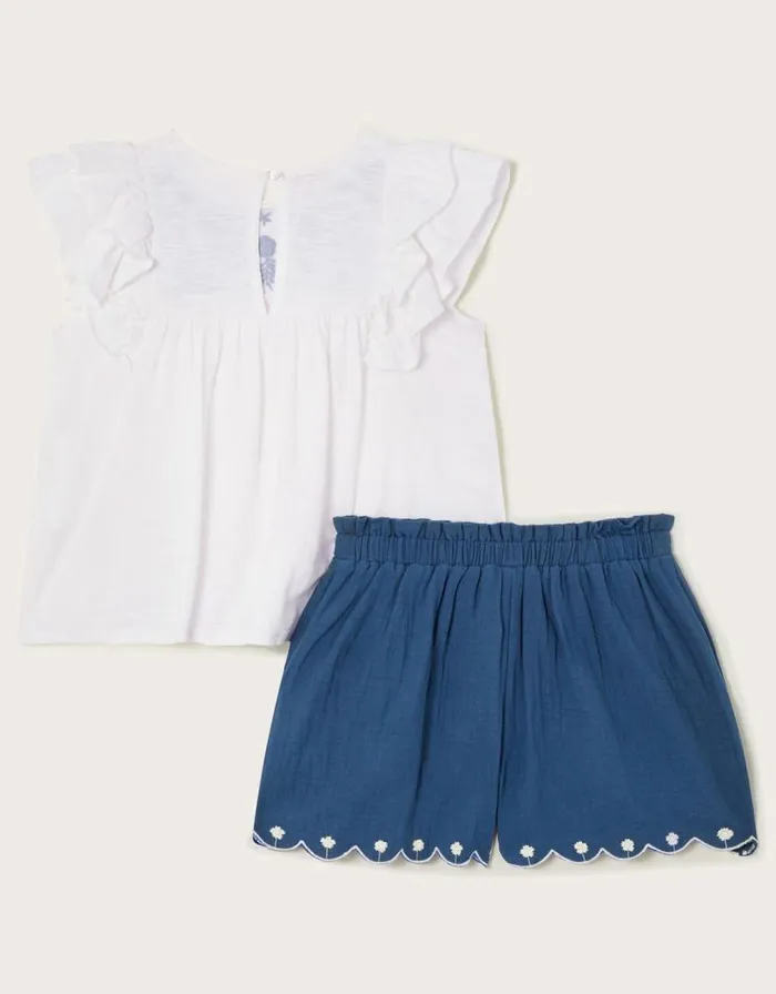 Monsoon Embroidered Top And Shorts Set White Children Sets and Outfits Monsoon Embroidered Top And Shorts Set White Children Sets and Outfits
