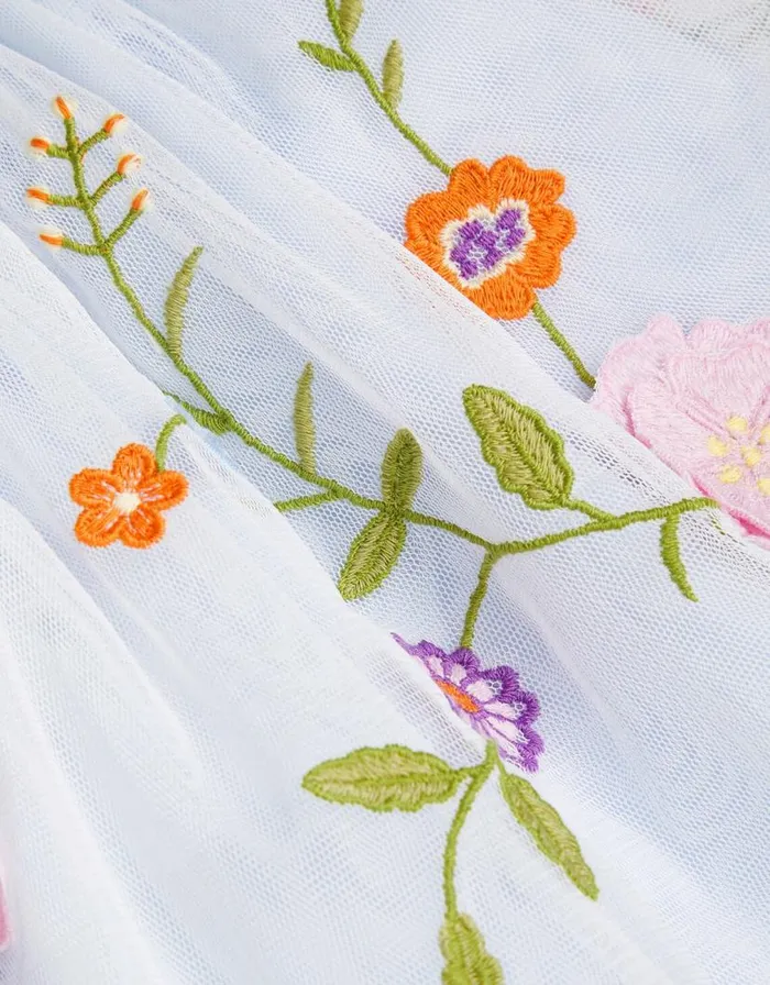 Monsoon Embroidered Tulle Skirt Blue Children Skirts