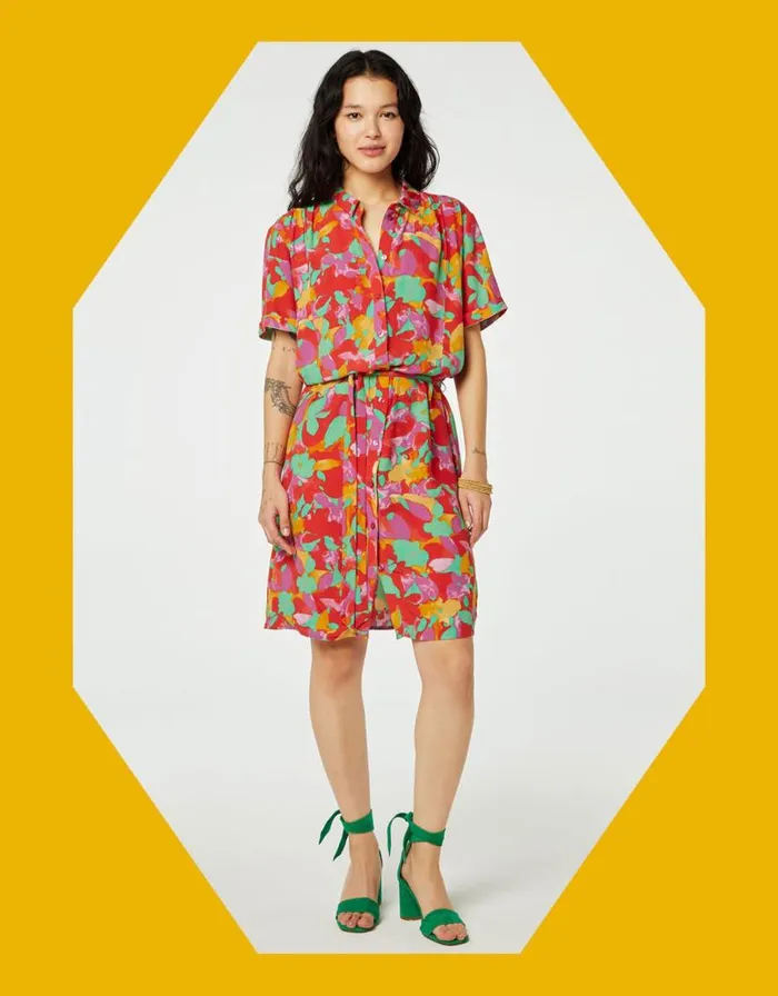 Monsoon Fabienne Chapot Floral Short Dress Orange Women Summer Dresses