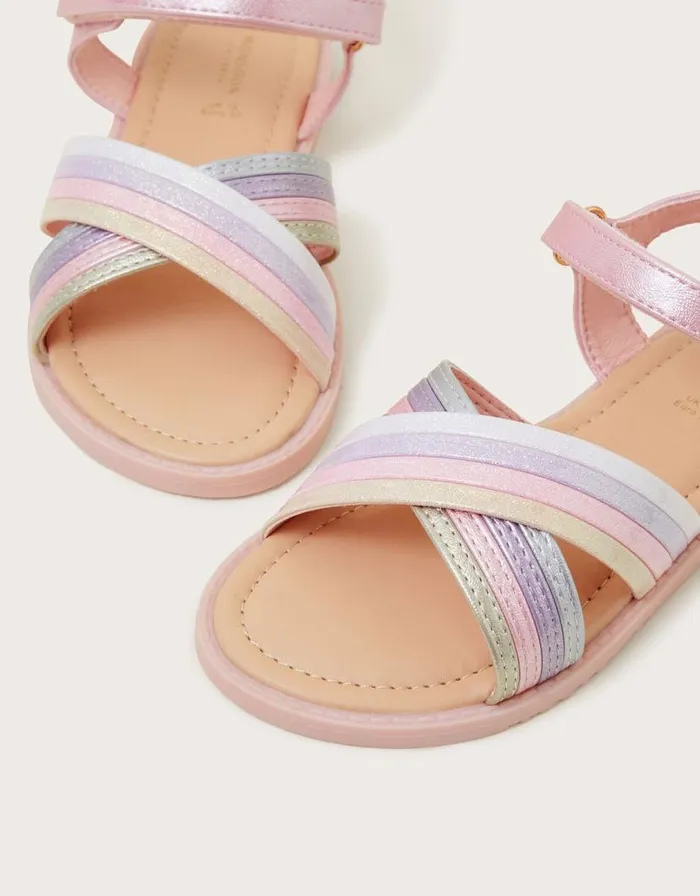 Monsoon Glitter Rainbow Sandals Multi Children Girls039 Shoes and Sandals
