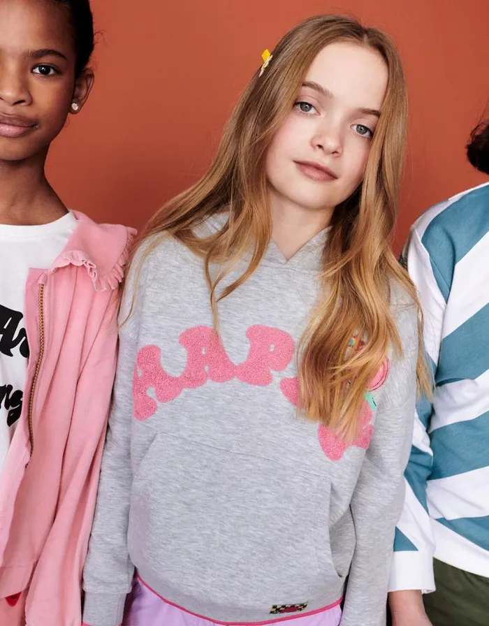 Monsoon Happy Oversized Hoodie Grey Children Knitwear and Cardigans Monsoon Happy Oversized Hoodie Grey Children Knitwear and Cardigans