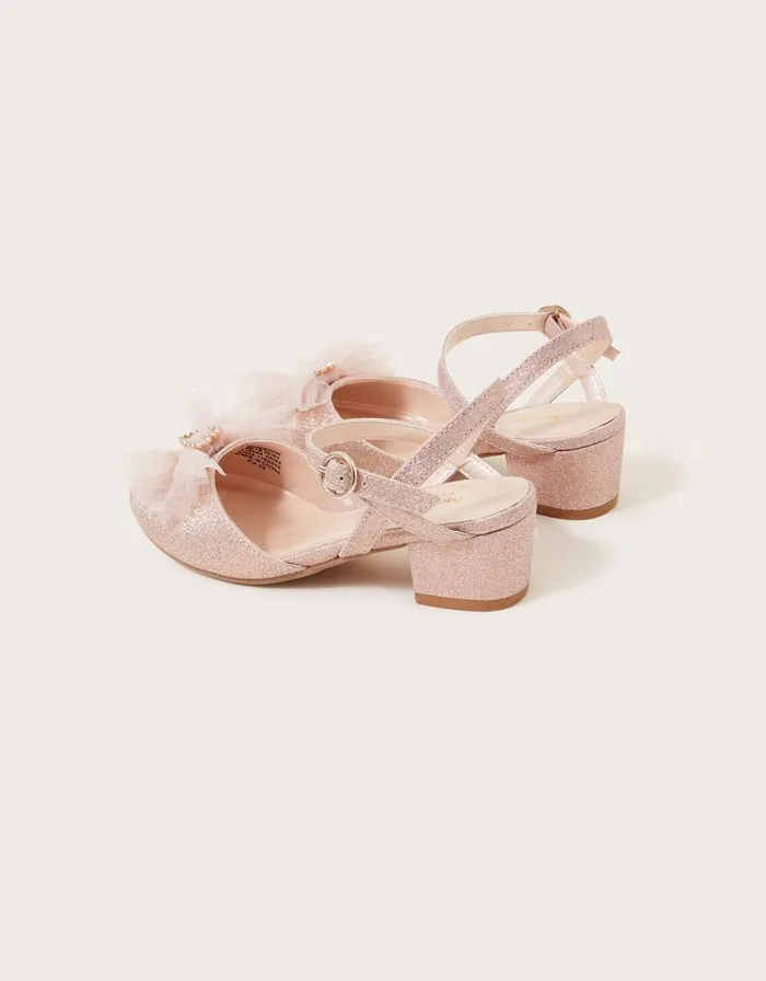 Monsoon Heart Sling Back Heels Pink Children Partywear Monsoon Heart Sling Back Heels Pink Children Partywear