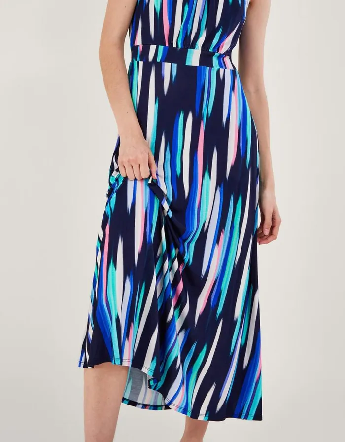 Monsoon Holly Print Halter Neck Maxi Dress Blue Women Midi Dresses Monsoon Holly Print Halter Neck Maxi Dress Blue Women Midi Dresses