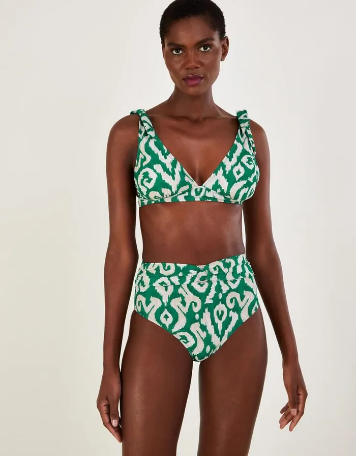Monsoon Ikat Print Bikini Top With Recycled Polyester Green Women Beachwear and Swimwear Monsoon Ikat Print Bikini Top With Recycled Polyester Green Women Beachwear and Swimwear
