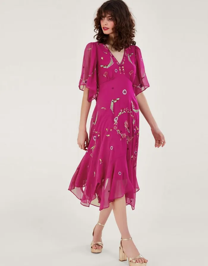 Monsoon Jane Hanky Hem Dress Pink Women Occasionwear