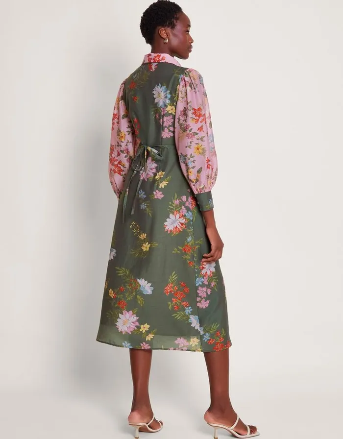 Monsoon Jaquetta Shirt Dress Green Women Midi Dresses