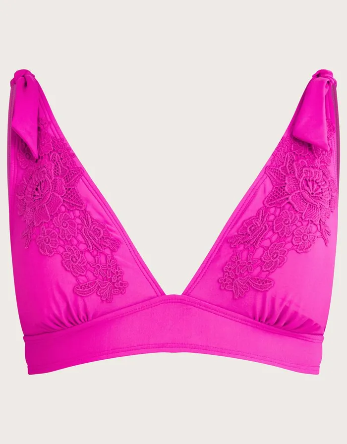 Monsoon Lace Trim Bikini Top Pink Women Tops and Blouses Monsoon Lace Trim Bikini Top Pink Women Tops and Blouses