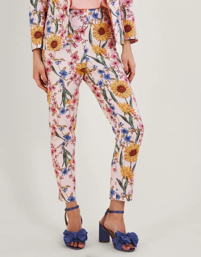 Monsoon Leilah Floral Print Trousers With Sustainable Cotton Pink Women Trousers and Jeans Monsoon Leilah Floral Print Trousers With Sustainable Cotton Pink Women Trousers and Jeans