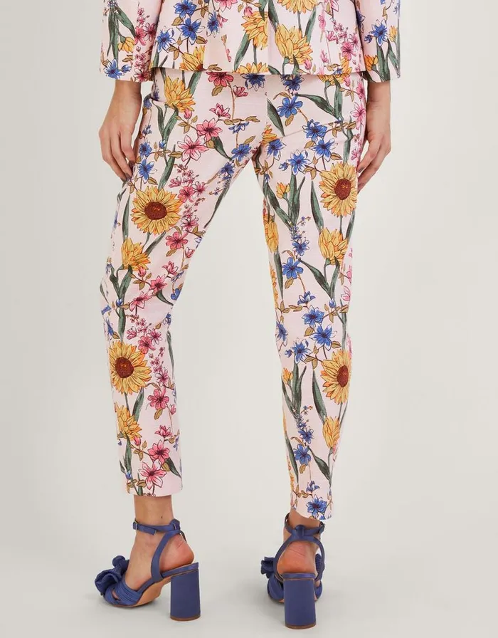 Monsoon Leilah Floral Print Trousers With Sustainable Cotton Pink Women Trousers and Jeans Monsoon Leilah Floral Print Trousers With Sustainable Cotton Pink Women Trousers and Jeans