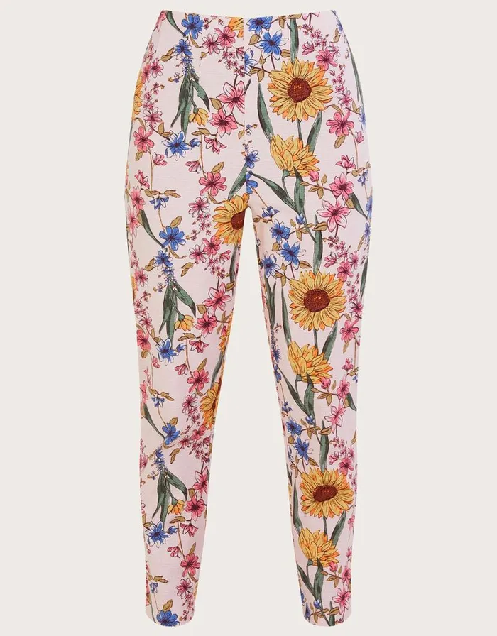 Monsoon Leilah Floral Print Trousers With Sustainable Cotton Pink Women Trousers and Jeans Monsoon Leilah Floral Print Trousers With Sustainable Cotton Pink Women Trousers and Jeans