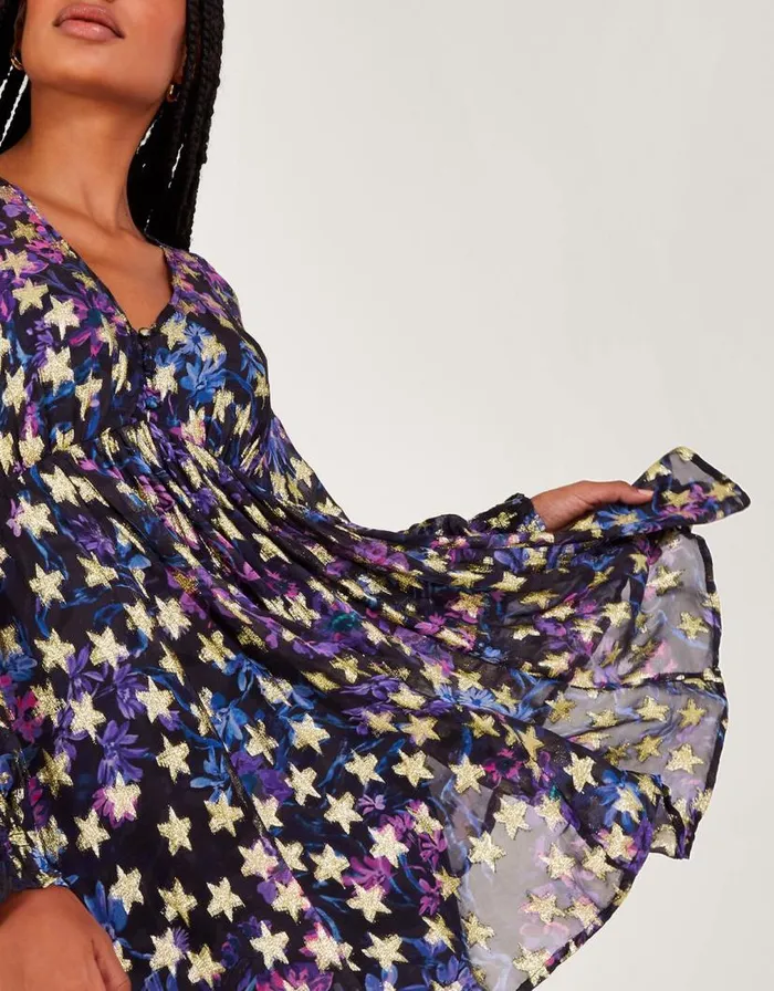 Monsoon Lia Star Print Dress Black Women Occasionwear Monsoon Lia Star Print Dress Black Women Occasionwear