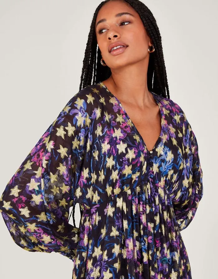 Monsoon Lia Star Print Dress Black Women Occasionwear Monsoon Lia Star Print Dress Black Women Occasionwear