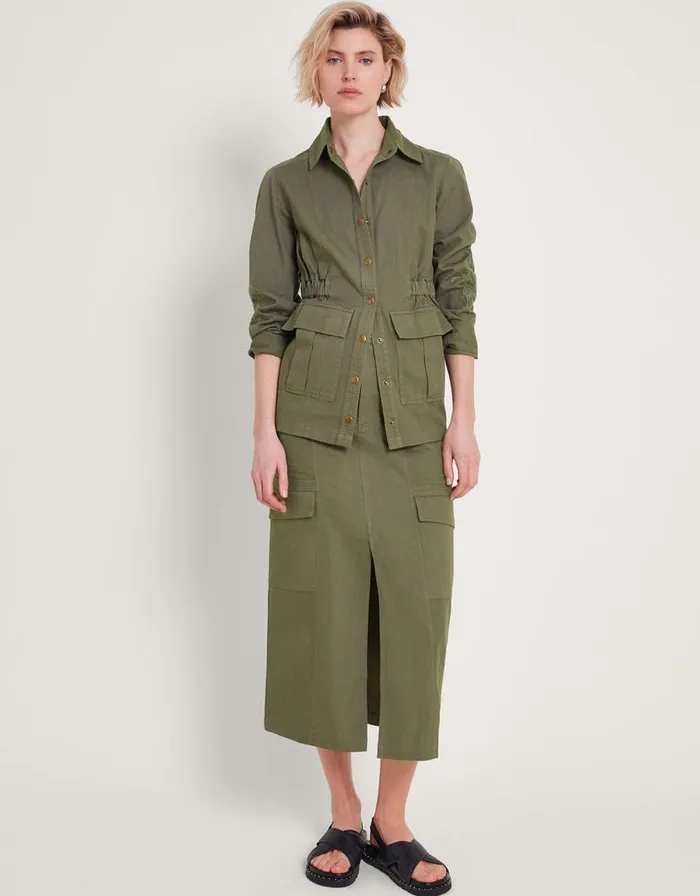 Monsoon Lucia Cargo Midi Skirt Green Women Casualwear