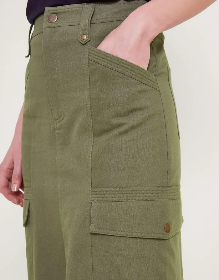Monsoon Lucia Cargo Midi Skirt Green Women Casualwear